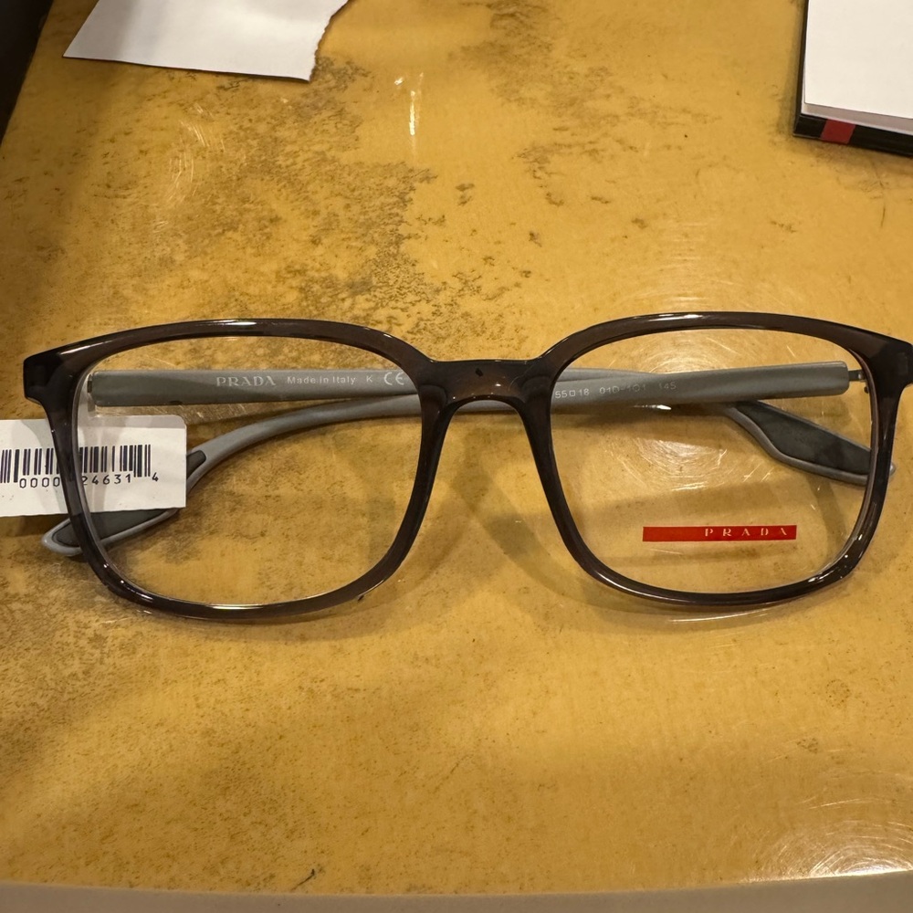 Prada Black Glasses with Rectangular Frame and Large Lenses